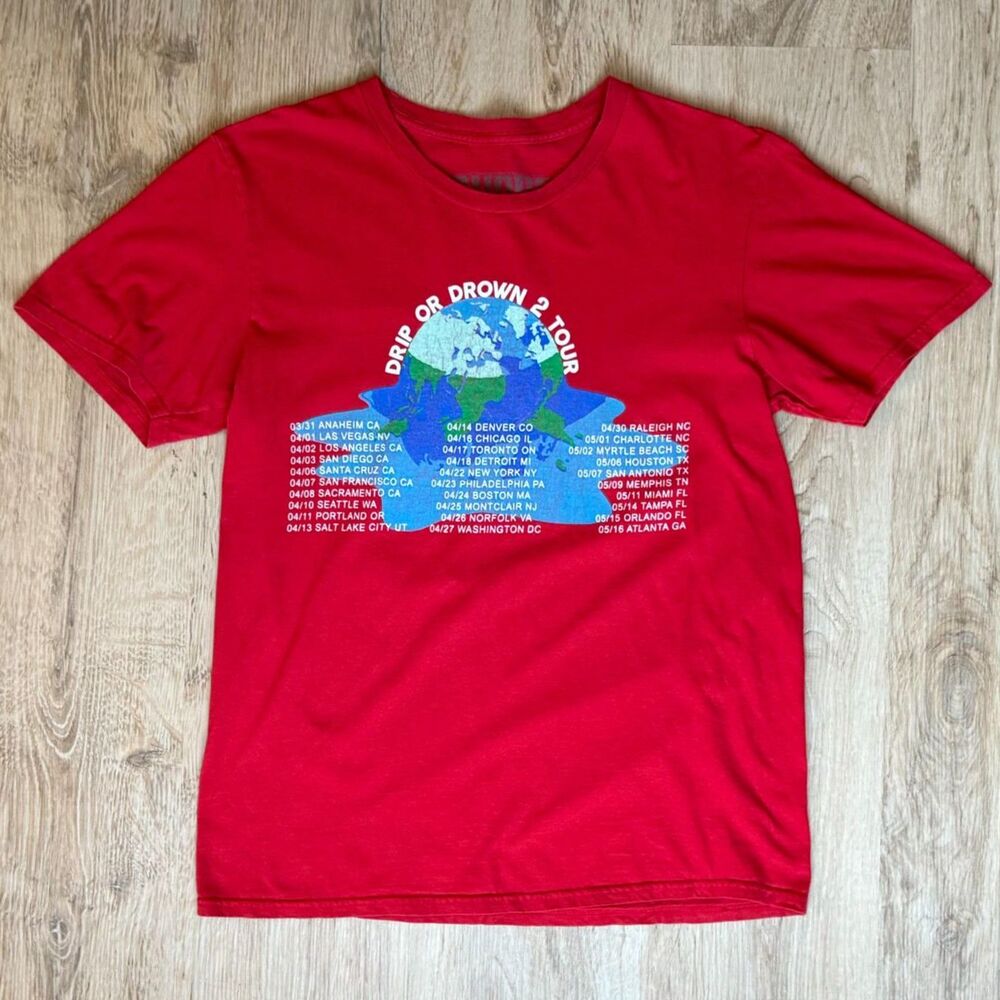 Gunna Drip Or Drown 2 Tour T-Shirt Red Medium Concert Rap Tee